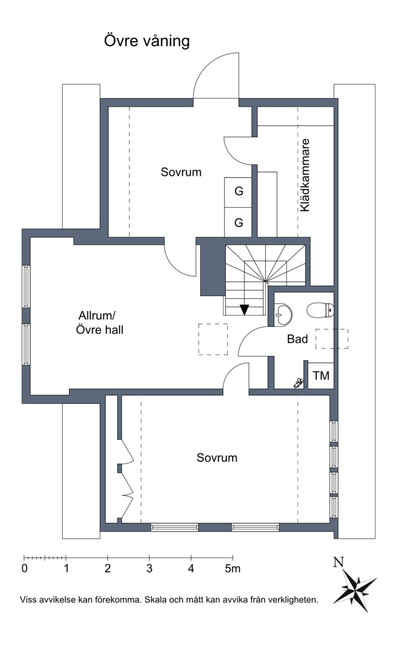 Planlösning, övre plan Rackarbacken 14