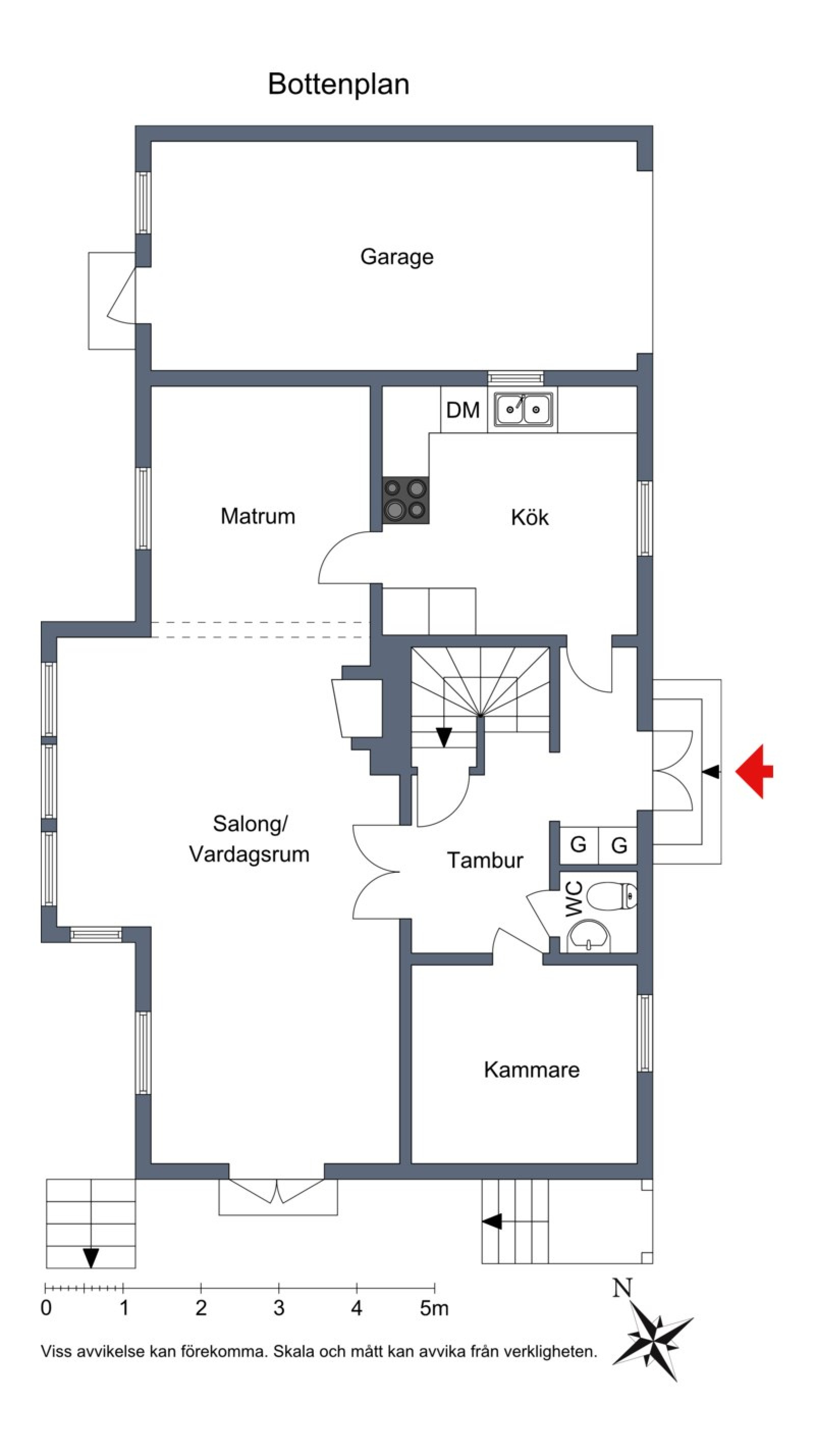 Planlösning, bottenplan Rackarbacken 14