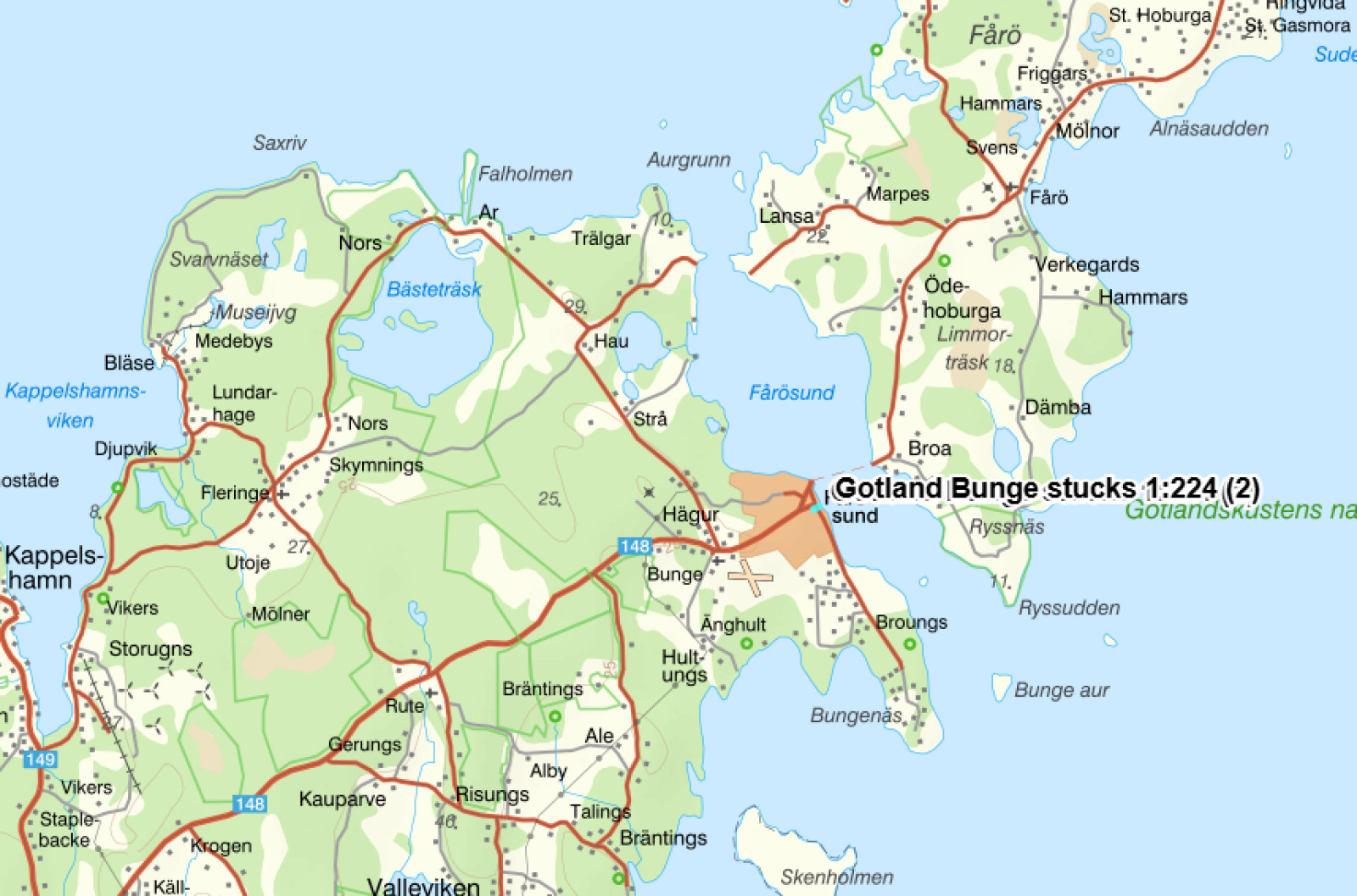 Terrängkarta 2 Bunge stucks 1:224 Kronhagsvägen 33-39, Strandvägen 22-24