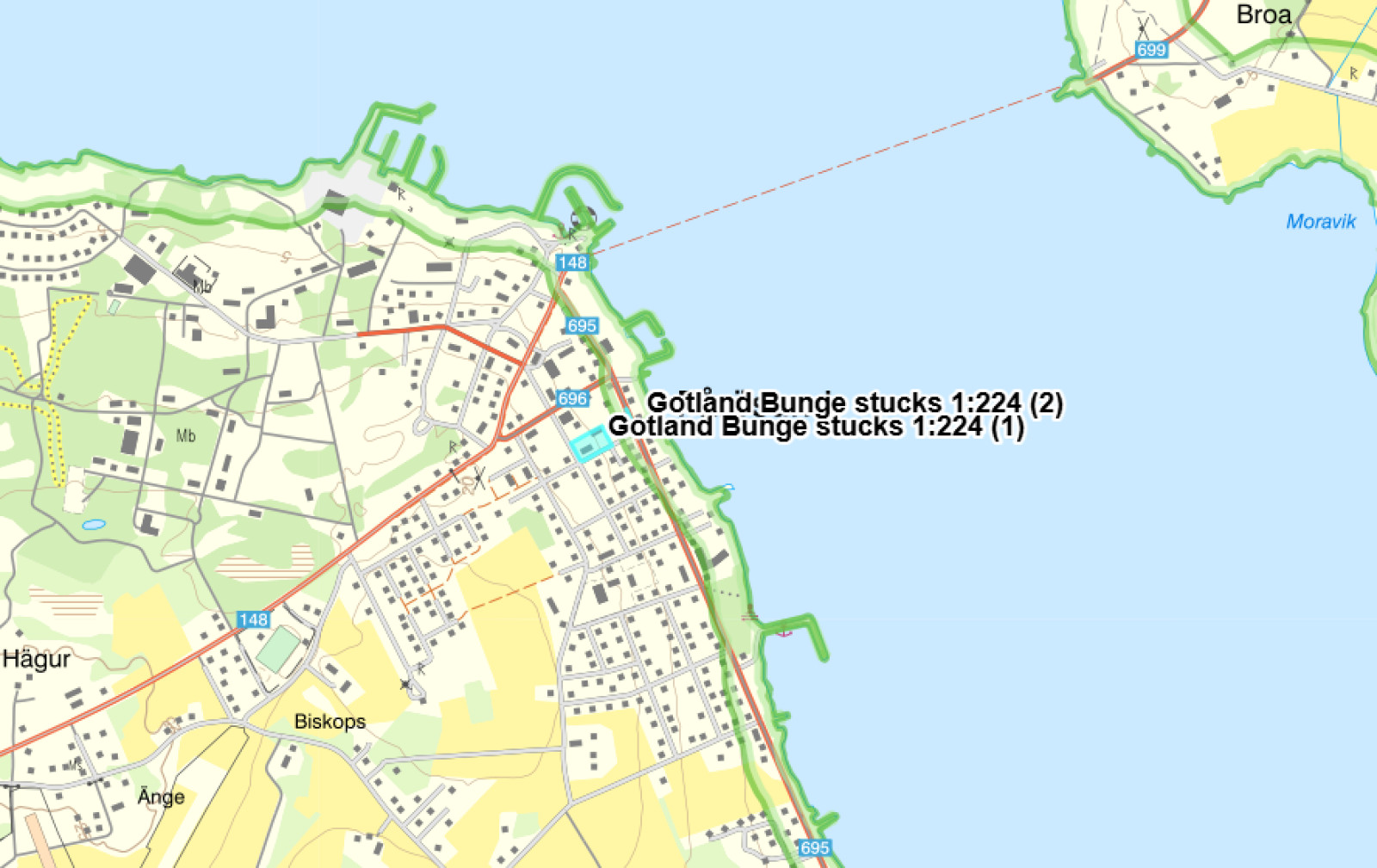 Terrängkarta 1 Bunge stucks 1:224 Kronhagsvägen 33-39, Strandvägen 22-24