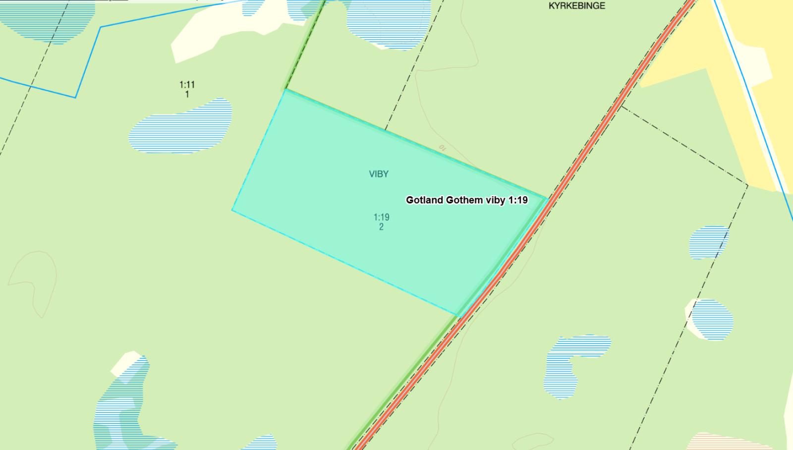 Fastighetskarta Gothem Viby 1:19 Gothem Kyrkebjärs 919A+B