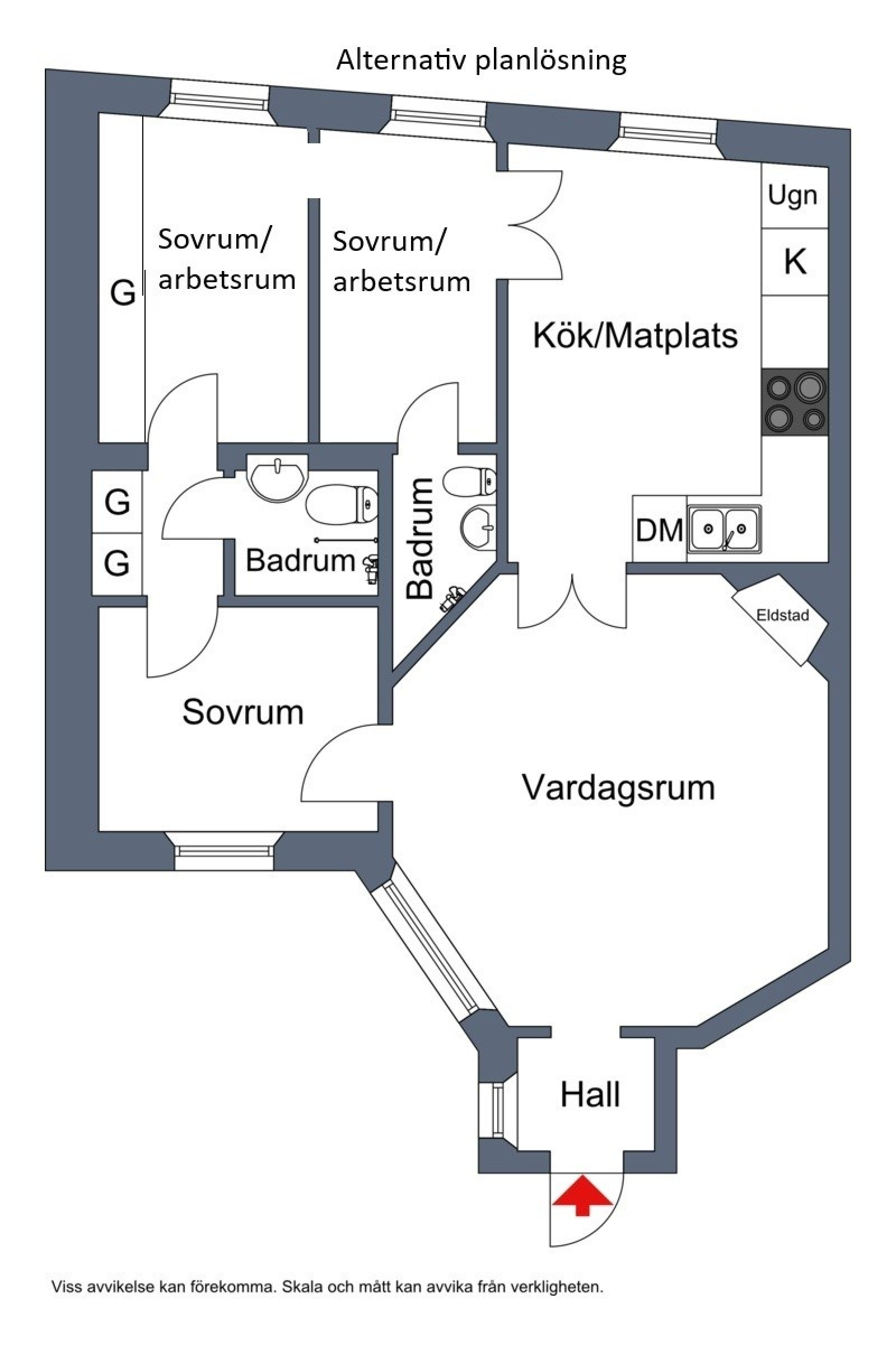 Alternativ planlösning Rådstugugränd 2