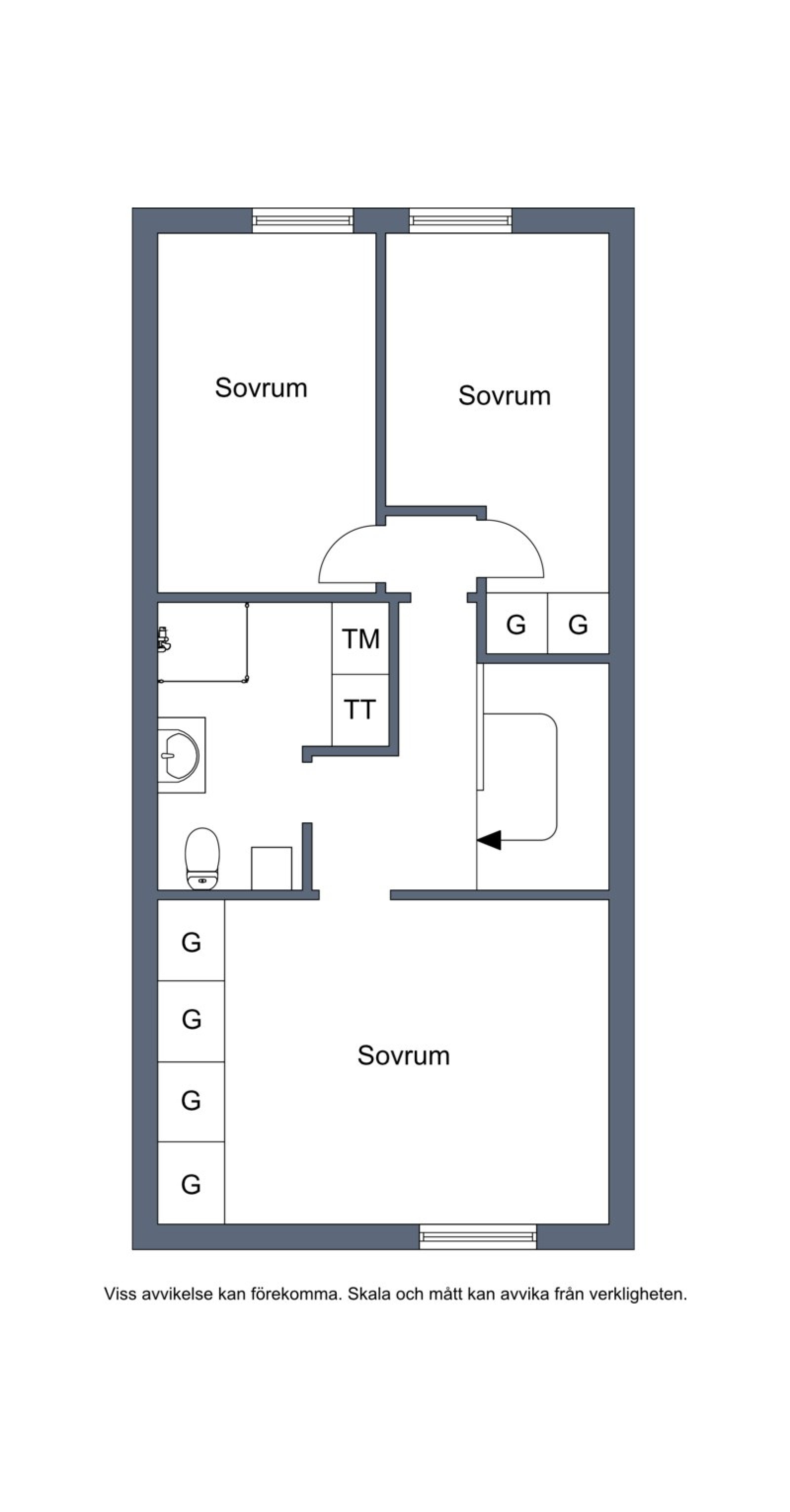 Alternativ planlösning övre plan Lövängsgatan 20