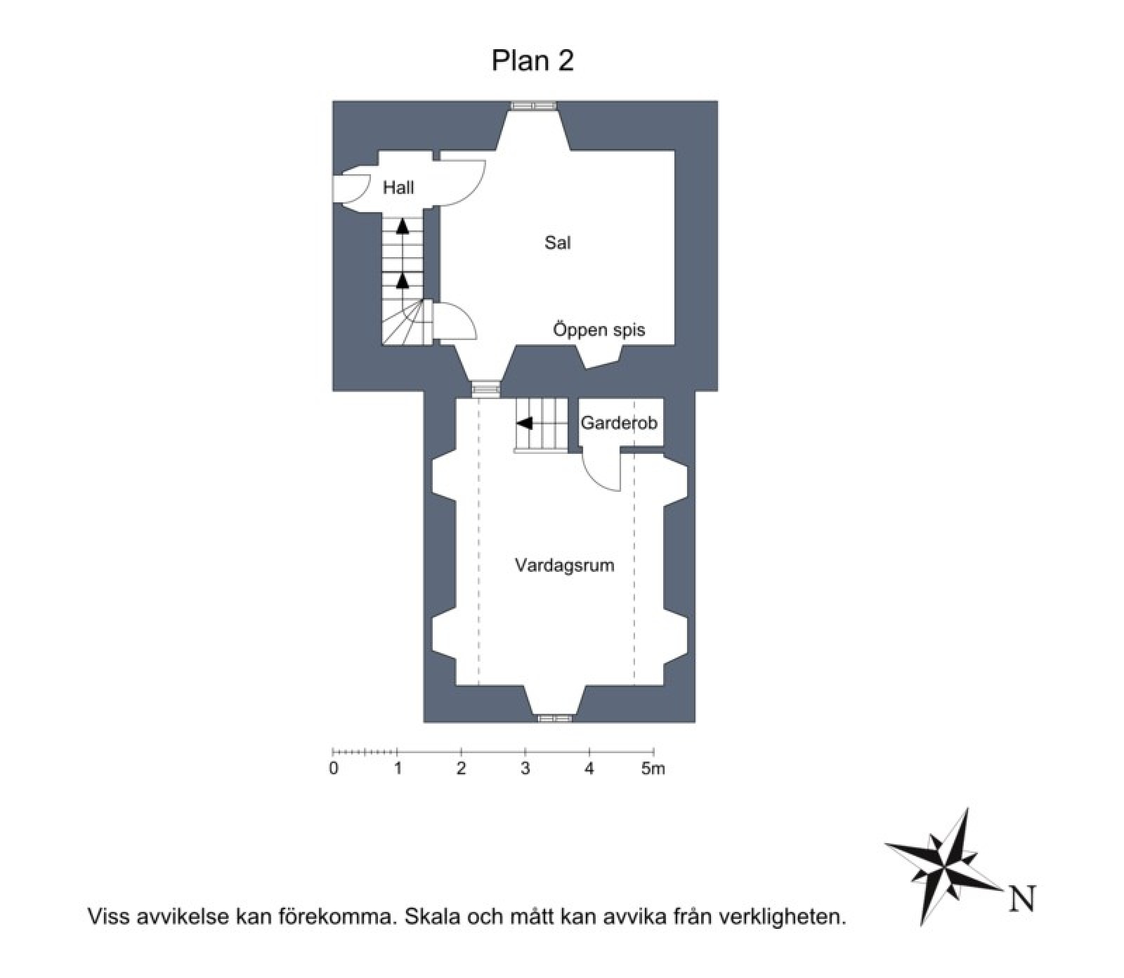 Plan 2 Observera att fönster (mot öster)i salen är öppet över taket i tillbyggnaden Fole Vatlings 121