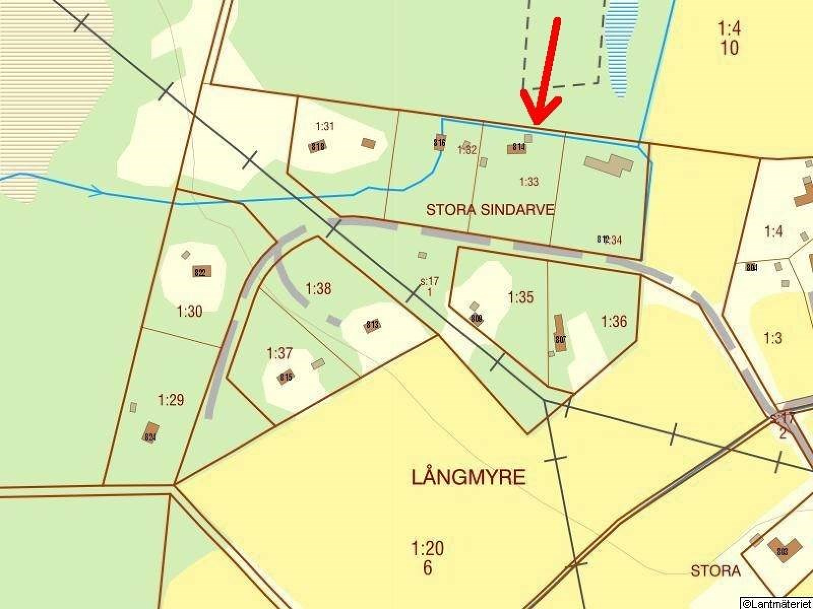 Lågupplöst Fastighetskarta Hamra Stora Sindarve 814